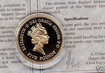 QE II 5 POUNDS 1990 90th BIRTHDAY QUEEN MOTHER